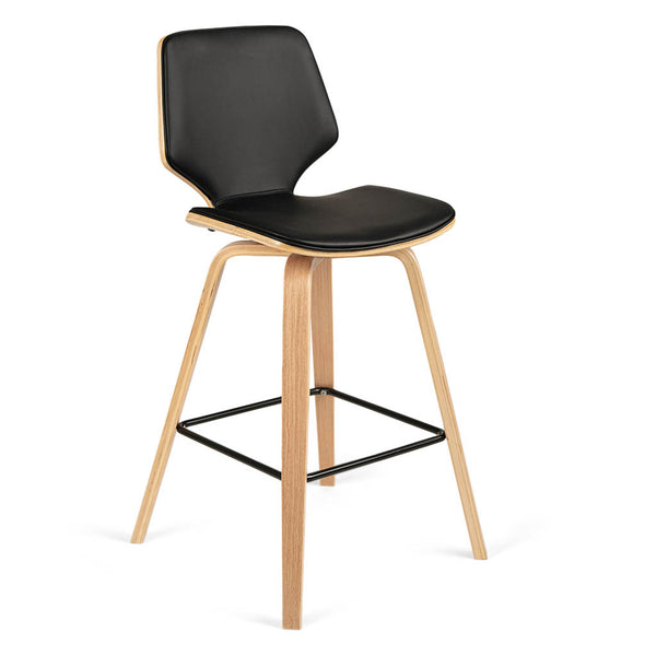 Justin Leatherette Bar Stool in Oak Black