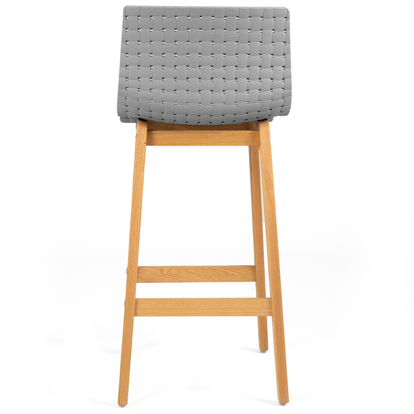 Byron Solid Oak Bar Stool in Grey Acrylic