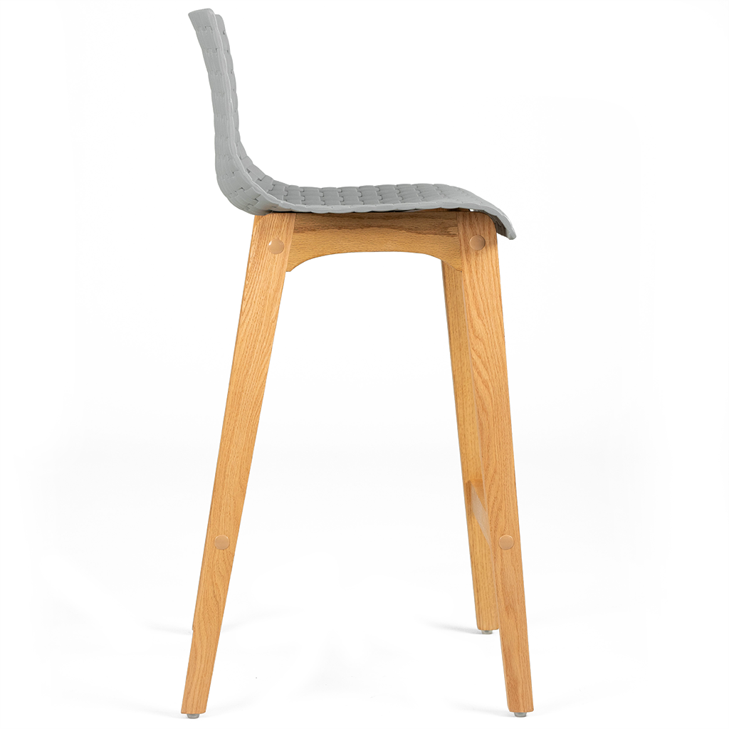 Byron Solid Oak Bar Stool in Grey Acrylic