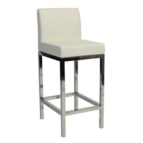 Therese Polished Stainless Steel Leg Bar Stool White