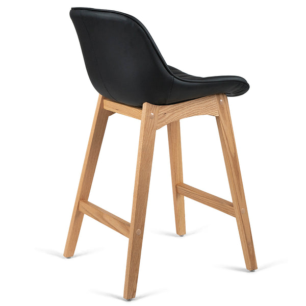 Devin Leatherette Kitchen Bar Stool in Oak/Black